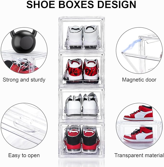 6 Pack Acrylic Shoe Boxes, Ultra Clear Shoe Boxes Stackable, Shoe Storage Box - Image 3