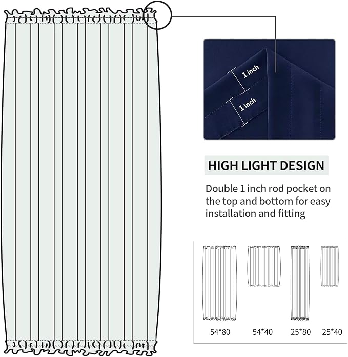 DWCN French Door Curtains Rod Pocket Thermal Blackout Curtain - Image 4