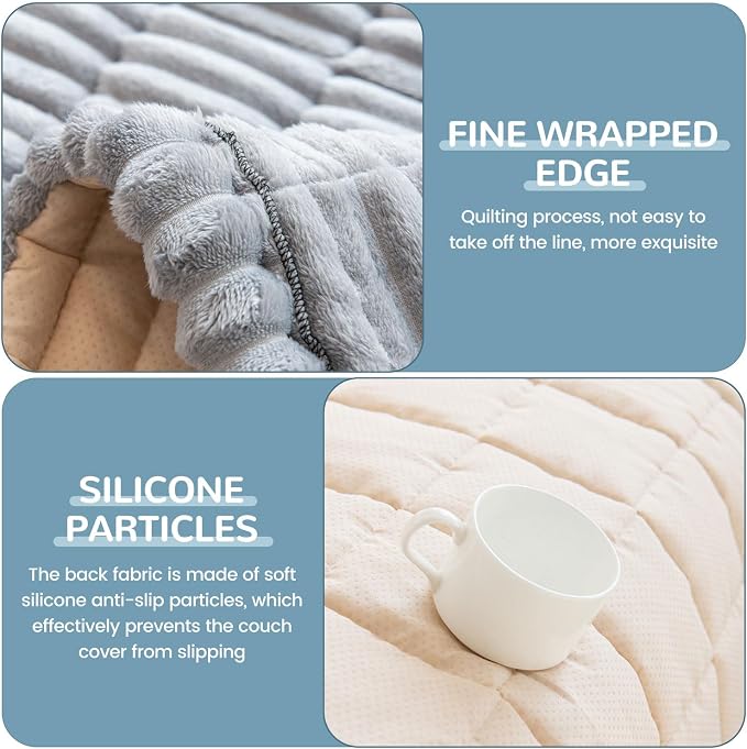 OTOB Dog Couch Covers for 3 Cushion Washable Non Slip Plush Pet Friendly Bed - Image 4