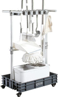Broom mop holder cleaning supplies organizer janitorial carts on wheels by QTJH