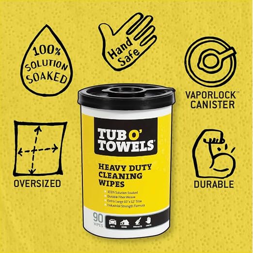 Tub O' Towels TW90 Heavy-Duty 10" x 12" Size Multi-Surface Cleaning Wipes - Image 2
