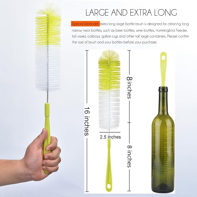 ALINK 3-Pack Long Narrow Neck Bottle Cleaning Brush - Image 2