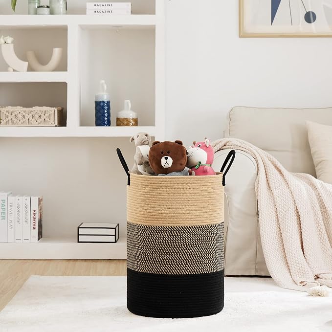 Fiona's magic 72L Large Woven Laundry Hamper, Tall Cotton Rope Storage Basket - Image 2