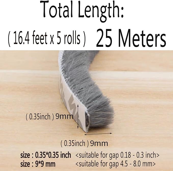 Door Sealer Weather Stripping for Sliding Window Frame Seal Strip, Pile Brush - Image 5