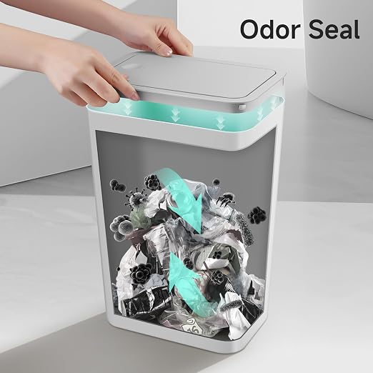 TIPGO Bathroom Trash Can with Lid, 4 Gallon / 15 Liter Small Garbage Can - Image 3