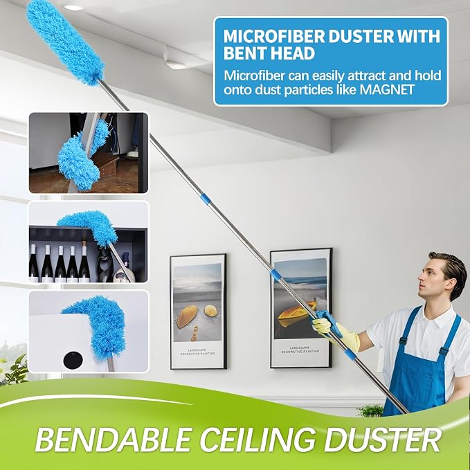 High Reach Duster Kit with14 ft Extension Pole High Ceiling Dusting and Window - Image 3