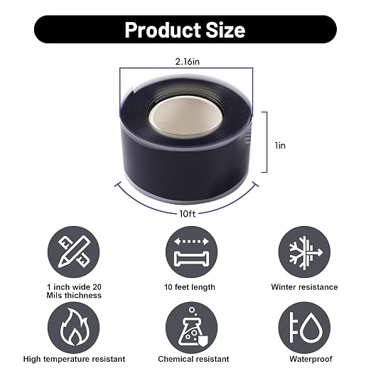 Self Fusing Silicone Tape 2 Rolls 1 in x 10' Black Waterproof Rescue Tape - Image 2