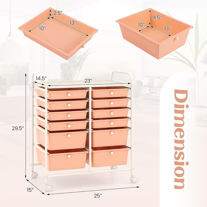 GOFLAME 12-Drawer Rolling Storage Cart, Mobile Utility Cart - Image 3