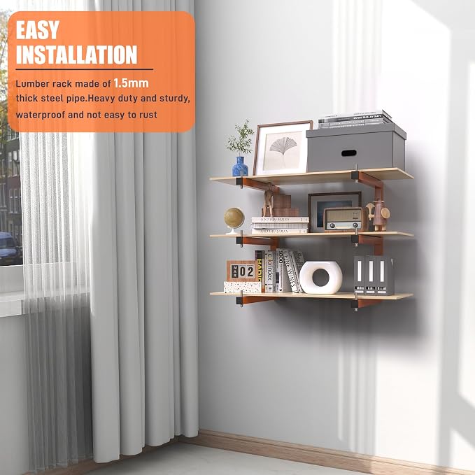 Lumber Rack Wall-Mounted Lumber Storage Rack, Heavy Duty Wood Storage Racks - Image 3