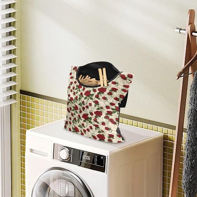 Rose Clothespin Bag Fashion Hanging Storage Organizer Clothes Pin Bag - Image 3
