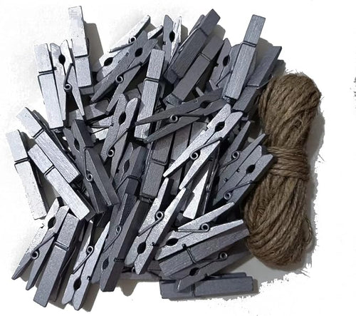 1.8 Inch Silver Wooden Clothespins Hold Picture Photo Clothesline Pins Hanging by Unknown