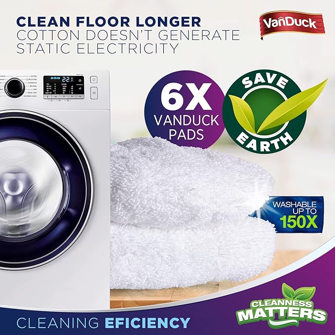 VanDuck 100% Cotton Terry Cloth Mop Pads 15x8 Inch 6-Pack - Image 5
