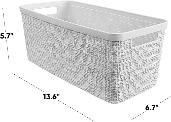 Curver Jute Decorative Plastic Organization and Storage Basket Perfect Bins - Image 2