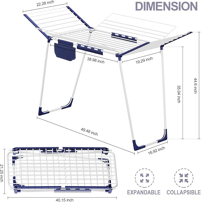 APEXCHASER Clothes Drying Rack Foldable, Drying Rack Clothing Large Space - Image 2