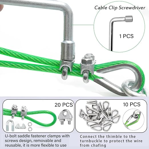 3/16" Wire Rope, 100 Ft PVC Coated Wire Cable Metal Steel Cable Trellis Kit - Image 2
