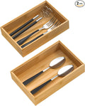 Silverware Tray for Drawer, Stackable Kitchen Bamboo Drawer Organizer 9" x 6" x by VeyFey