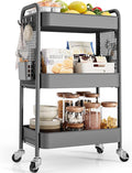 TOOLF 3 Tier Rolling Cart Storage Organizer, Metal Rolling Utility Cart by TOOLF