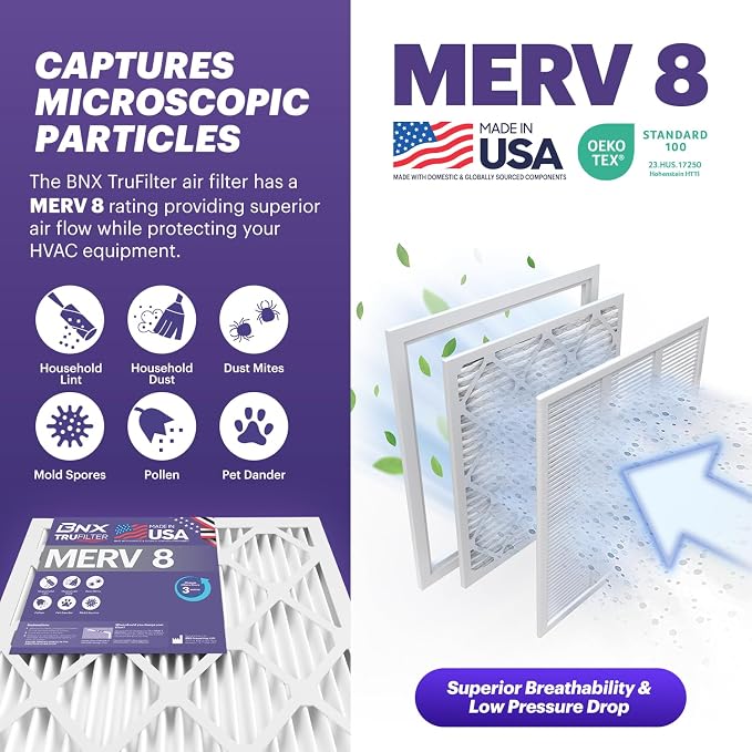 BNX TruFilter 24x24x1 Air Filter MERV 8 - Image 3