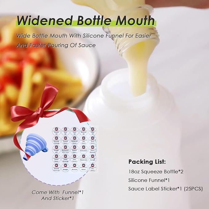 Condiment Squeeze Bottles for Ketchup Hot Sauce Liquids Oil - Image 2