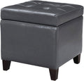 Adeco Bonded Leather Square Tufted Cubic Cube Storage Footstool, by Adeco