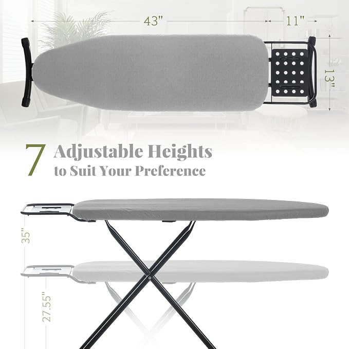 Ironing Board Full Size, RAINHOL 43"x13" Heavy Duty Compact Ironing Board - Image 2