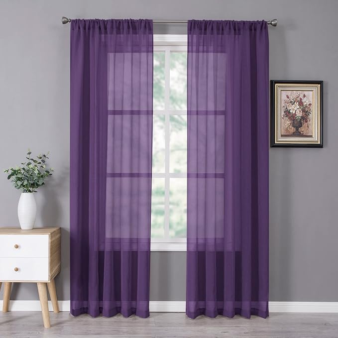 Tollpiz Sheer Curtains Bedroom Linen Textured Curtain Sheers Light Filtering by Tollpiz