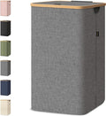 BALEINE Laundry Hamper with Lid, Tall Laundry Baskets with Bamboo Pull Handles by BALEINE