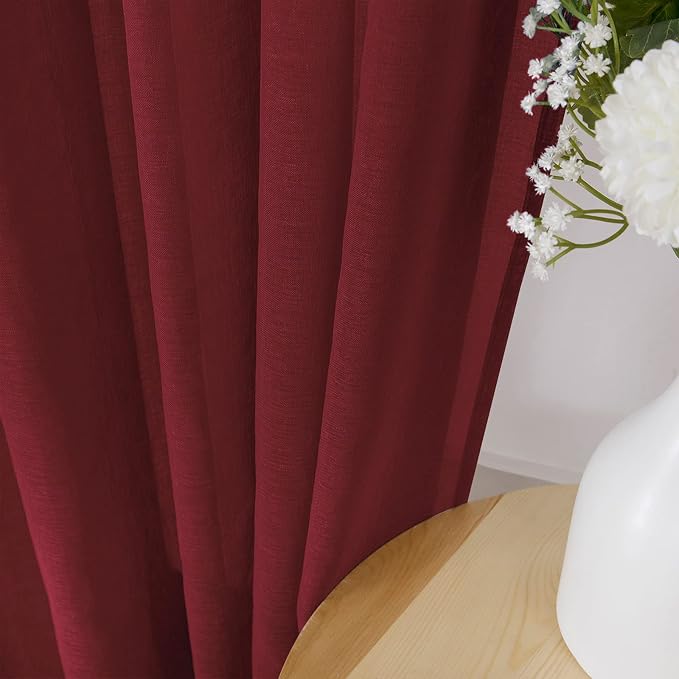 Tollpiz Sheer Curtain Linen Textured Living Room Curtains Sheer Light Filtering - Image 3