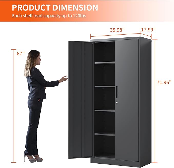 72'' Garage Storage Cabinet, Lockable Storage Cabinet - Image 3