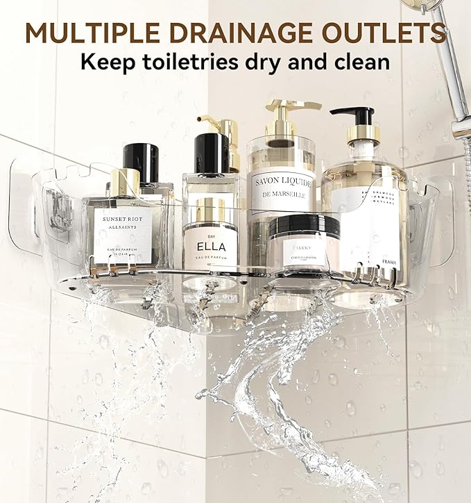 Corner Shower Caddy, Rustproof Corner Shower Shelves, No Drilling Bathroom - Image 4