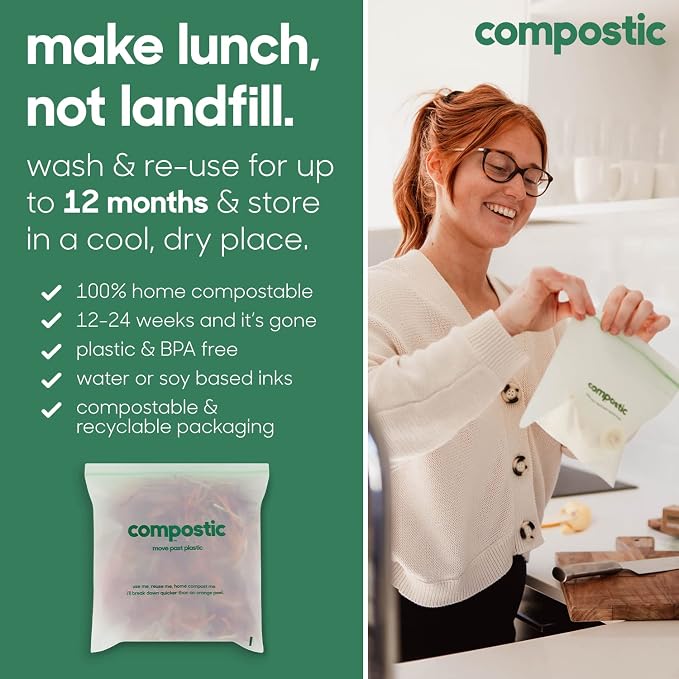Compostic Home Compostable Resealable Gallon Bags, Microwave & Freezer Safe - Image 5