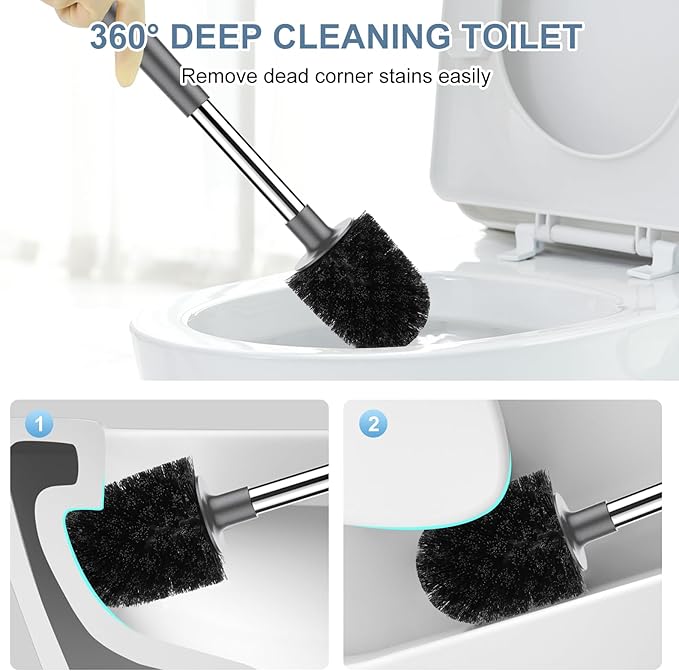 SetSail Toilet Brush and Holder, Self Closing Lid Toilet Bowl Brushes Holder - Image 6
