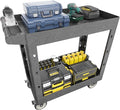 Large Garage Plastic Utility Cart, Heavy Duty 2 Shelf Tool Cart Service Cart by Maemttes