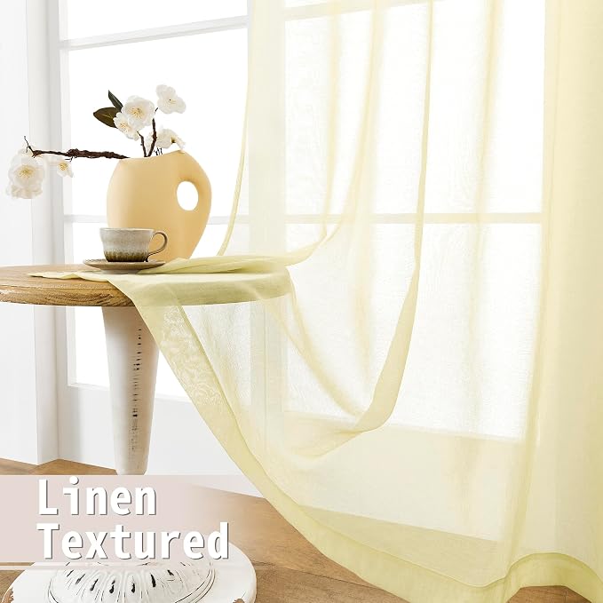 Tollpiz Short Sheer Door Curtain Closet Linen Textured Curtain Sheers Doorway - Image 4