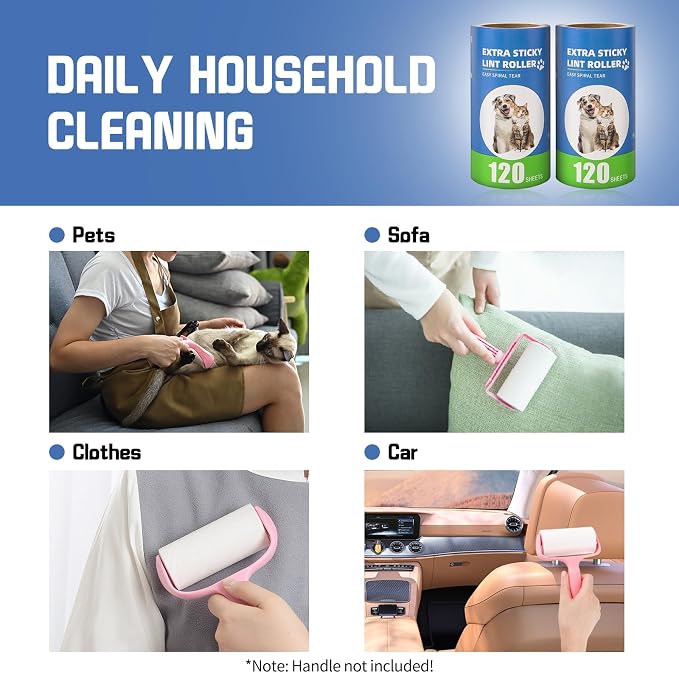 Extra Sticky Lint Roller Refills 10 Pack fit 3.8"-4" Standard Size Lint Roller - Image 6