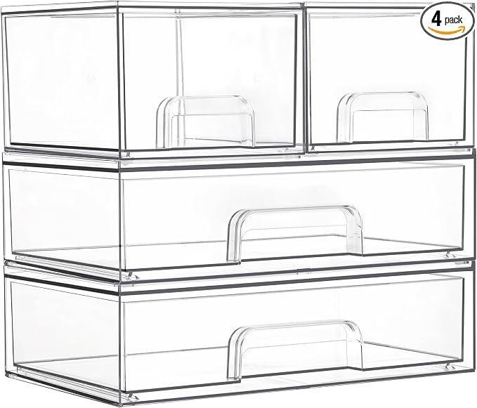 Vtopmart Stackable Storage Drawers Set of 4, Laundry Room Organization by Vtopmart