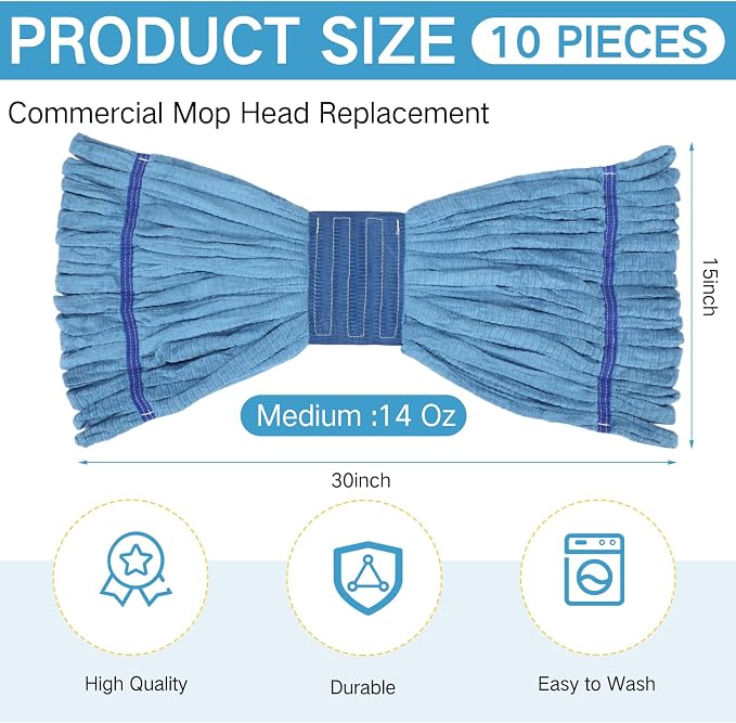 Lallisa 10 Pcs Commercial Mop Head Replacement Tube Microfiber Mop Heads - Image 2