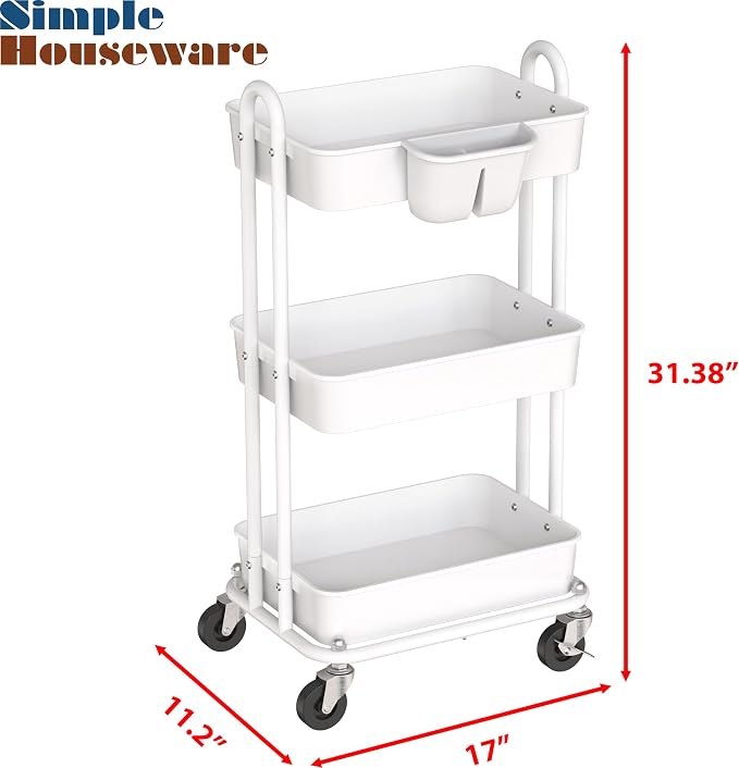 Simple Houseware 3-Tier Multifunctional Rolling Utility Cart - Image 6