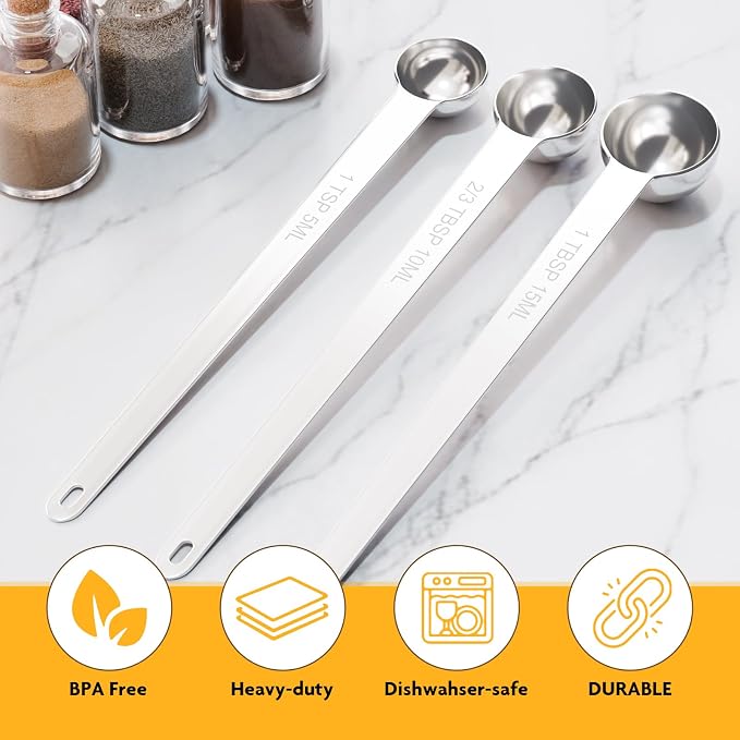 1PCS 1Tbsp Extra Long Handle Measuring Spoon, Single Stainless Steel Individual - Image 4