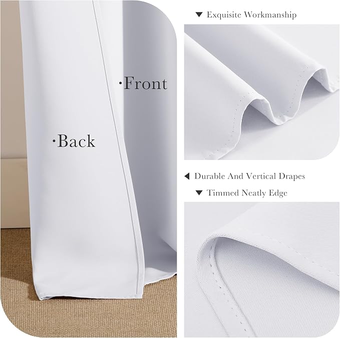 PONY DANCE Pure White Room Darkening Small Curtains, Short Drapes - Image 6