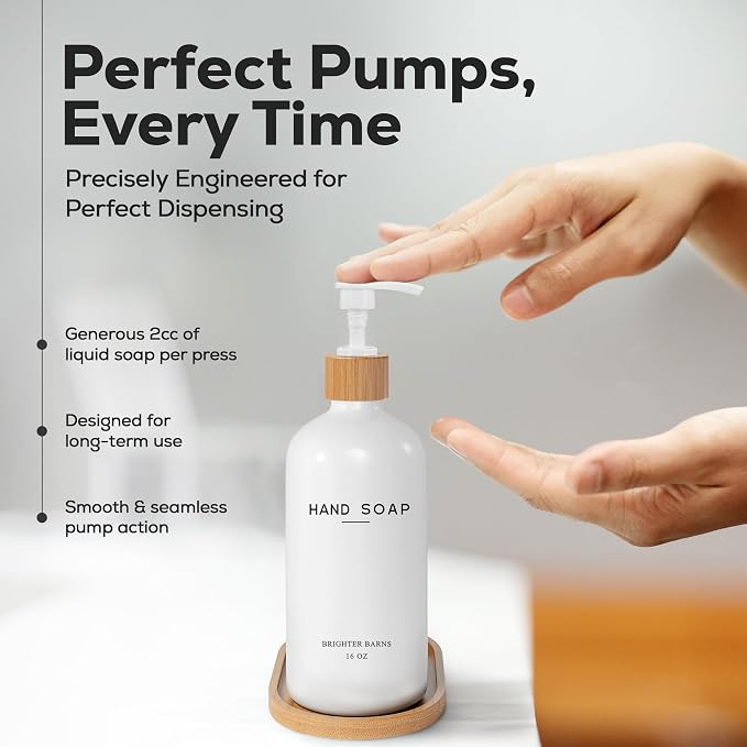 White Glass Soap and Lotion Dispenser Set - Image 4