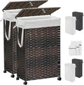 70L Slim Laundry Hamper with Lid & Wheels, 2-Park Rolling Laundry Basket with 4 by Hiagnete