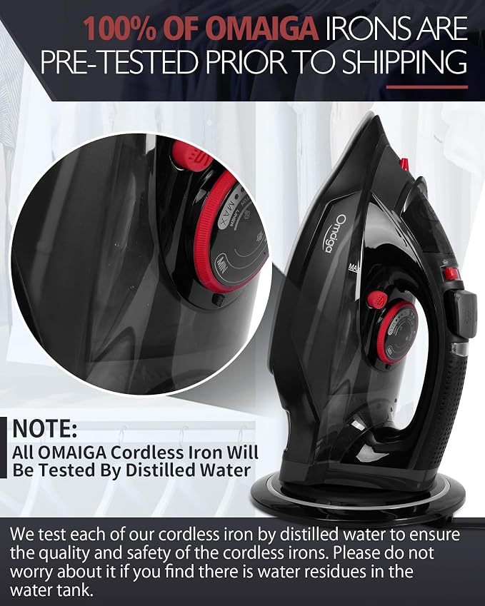 Cordless Iron for Clothes, 1500W Steam Iron Rapid Heating, Ceramic Soleplate - Image 7