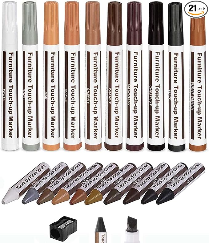 Furniture Markers Touch Up, Lifreer 21 Pcs Wood Filler Floor Scratch Repair Kits by Lifreer