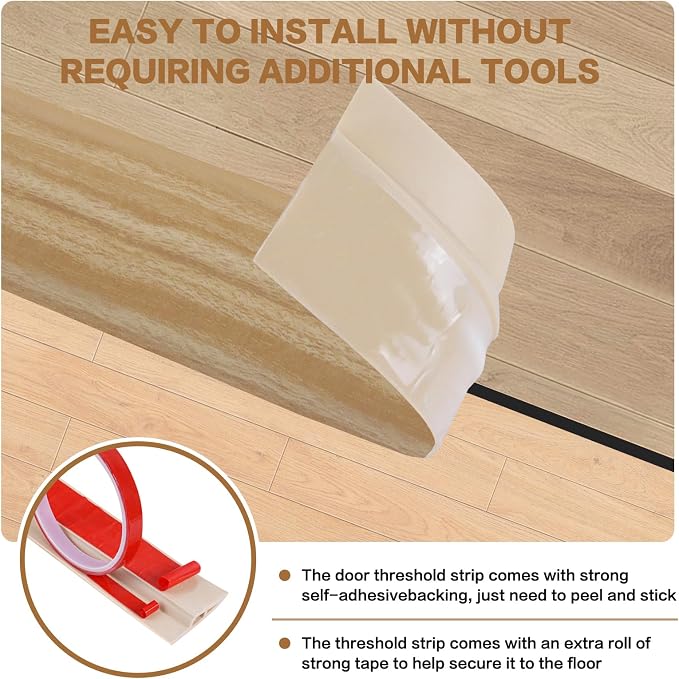 Floor Transition Strip Vinyl Door Threshold Ramp Self Adhesive Carpet Edging - Image 2