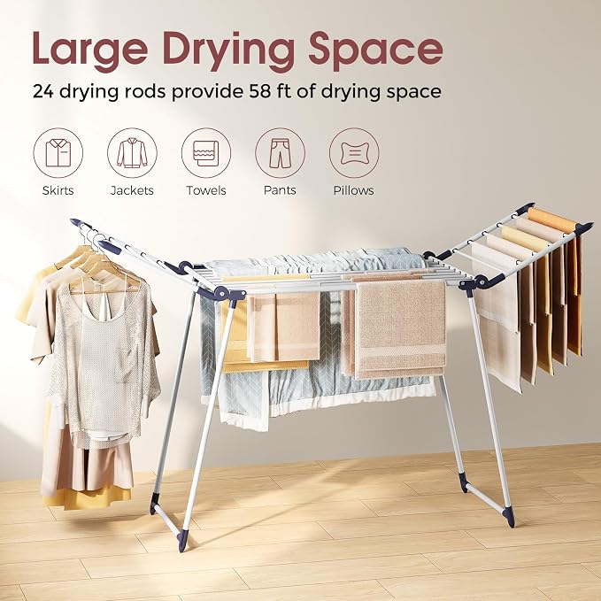 APEXCHASER Clothes Drying Rack Foldable, Large Drying Rack Clothing, Winged - Image 3