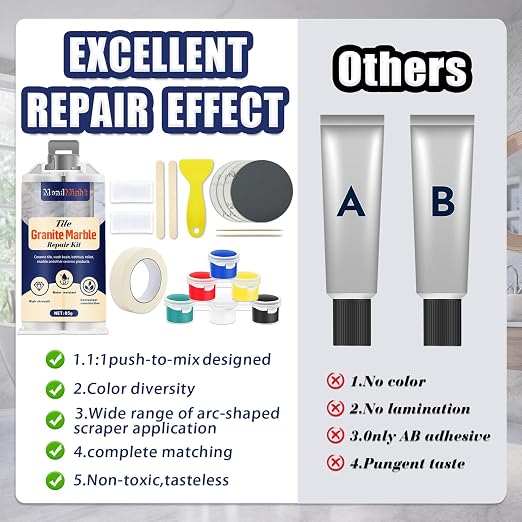 Tile and Granite/Marble Repair Kit, Porcelain Stone and Quartz Countertops - Image 5