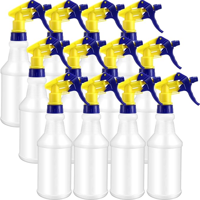 Eccliy 12 Pcs 16 Oz Plastic Spray Bottle, Adjustable Empty Reusable Sprayer by Eccliy