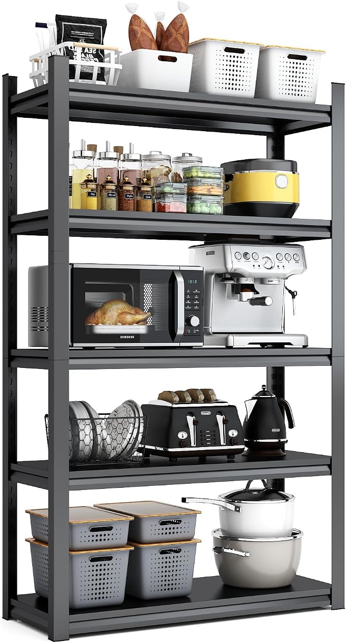Heavy Duty Garage Shelving, Metal Storage Shelves, Adjustable 5 Tier Metal by Unknown