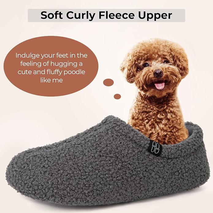 HomeTop Women's Fuzzy Curly Fur Memory Foam Loafer Slippers - Image 3